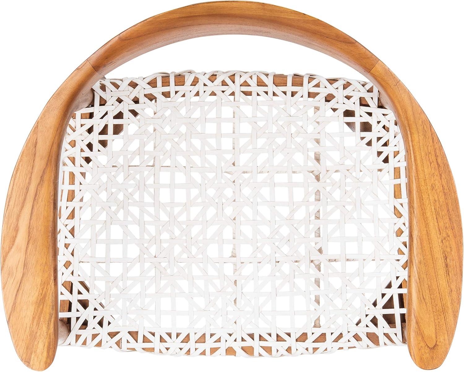 image:imageSafavieh Home Collection Juneau Leather Woven Natural and OffWhite Accent ChairNatural White