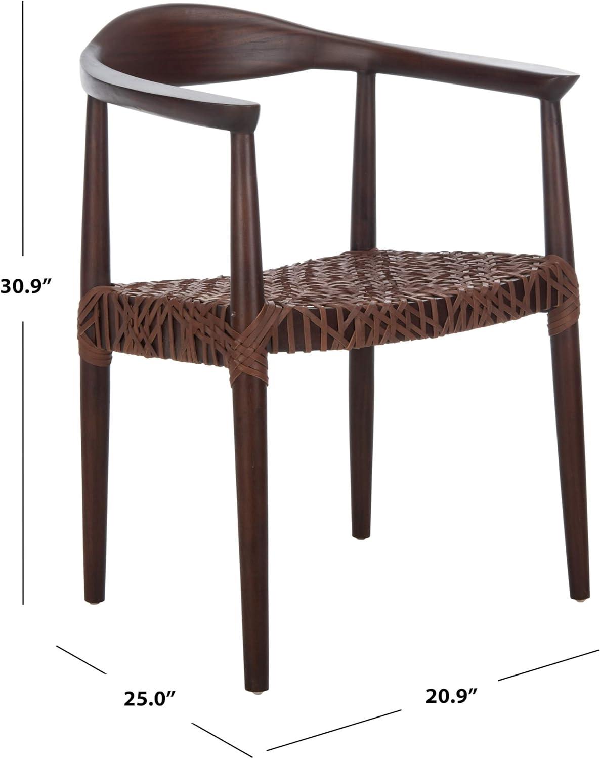image:imageSafavieh Home Collection Juneau Leather Woven Natural and OffWhite Accent ChairWalnut Brown