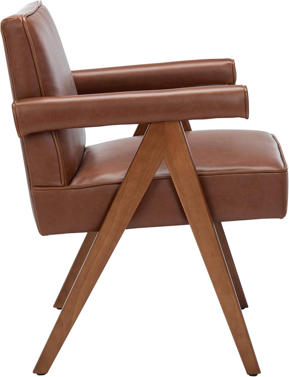 image:imageSafavieh Home Collection Suri Navy and Walnut MidCentury Arm ChairCognac Walnut