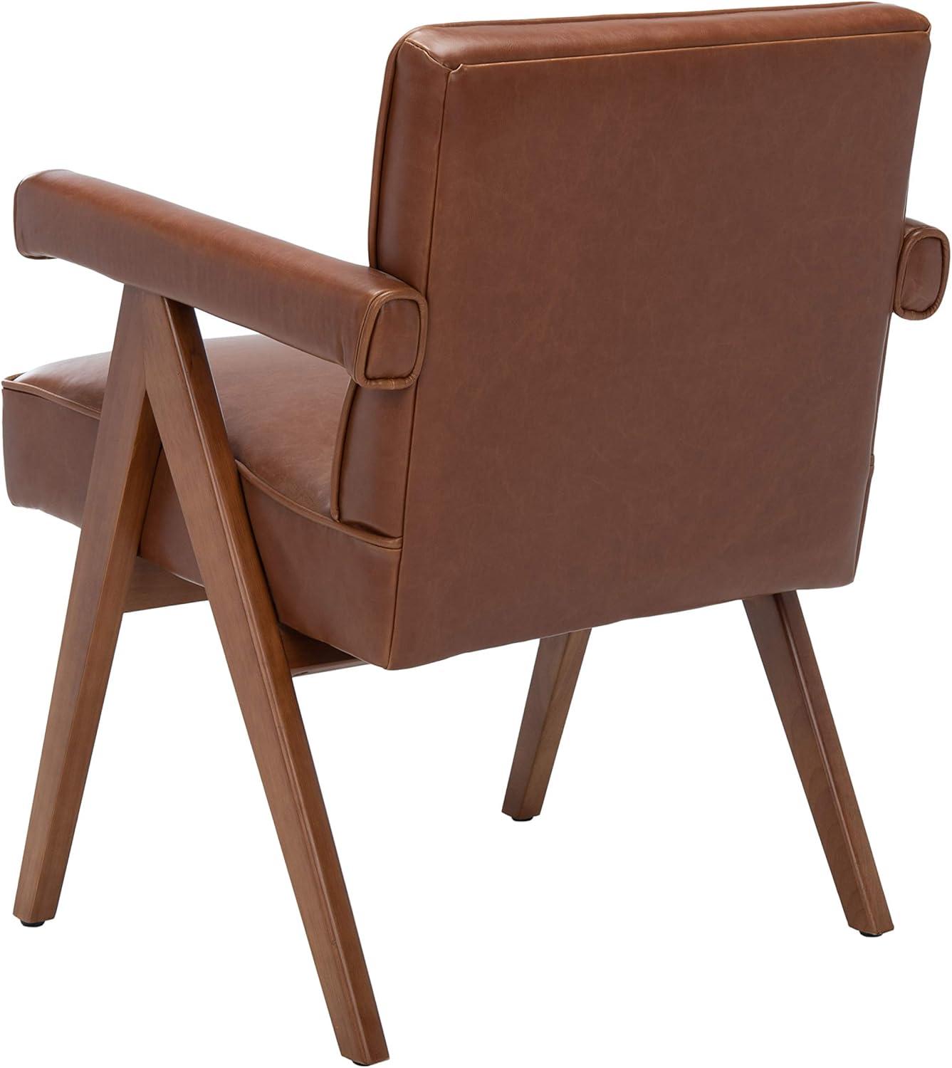 image:imageSafavieh Home Collection Suri Navy and Walnut MidCentury Arm ChairCognac Walnut