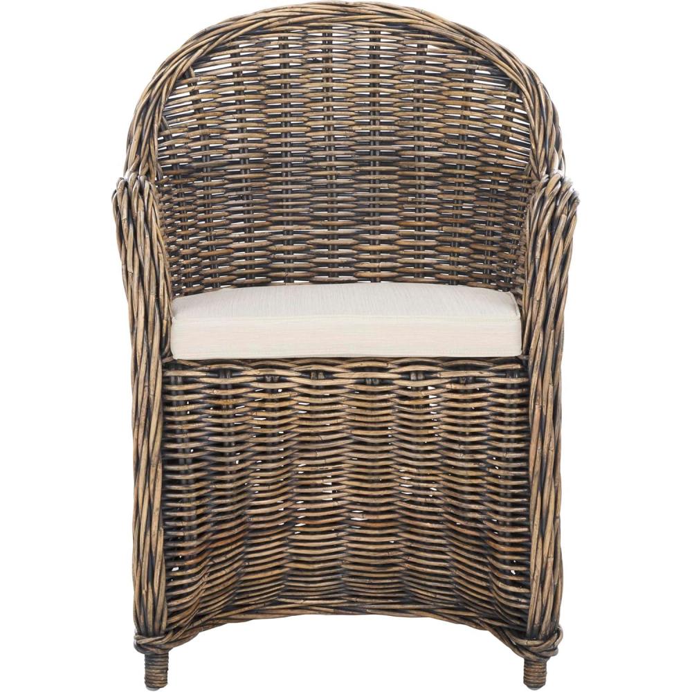 image:imageSAFAVIEH Home Collection Callista Yellow Wicker Club ChairBlack Wash