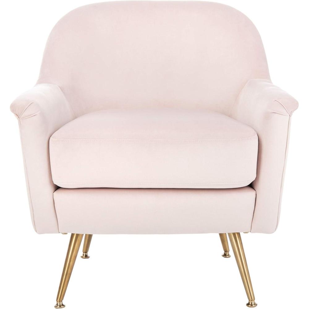 image:imageSafavieh Home Brienne Retro Glam Navy Velvet and Brass Arm ChairBlush Brass