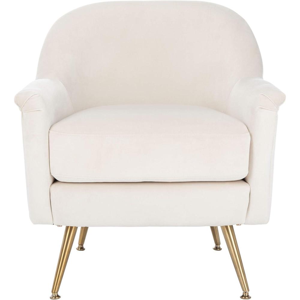 image:imageSafavieh Home Brienne Retro Glam Navy Velvet and Brass Arm ChairIvory Brass