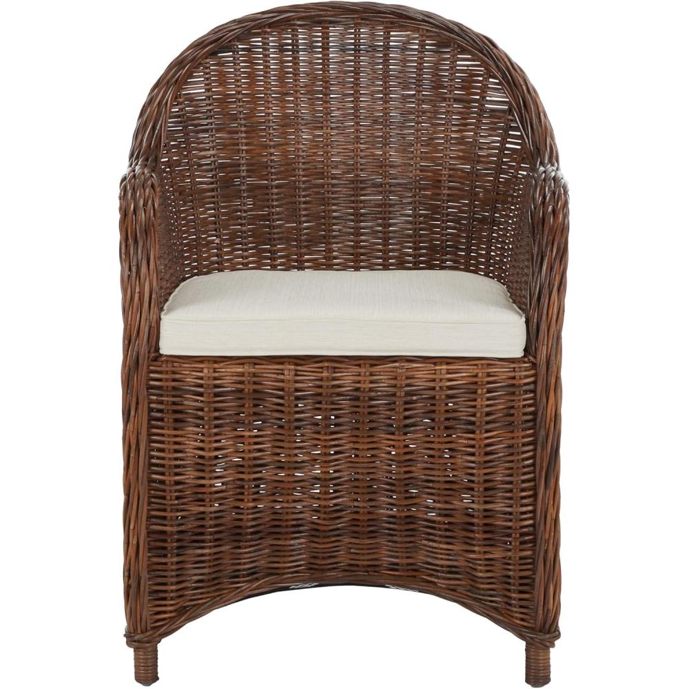 image:imageSafavieh Home Collection Hemi Brown amp White Striped Wicker Club Chair Standard