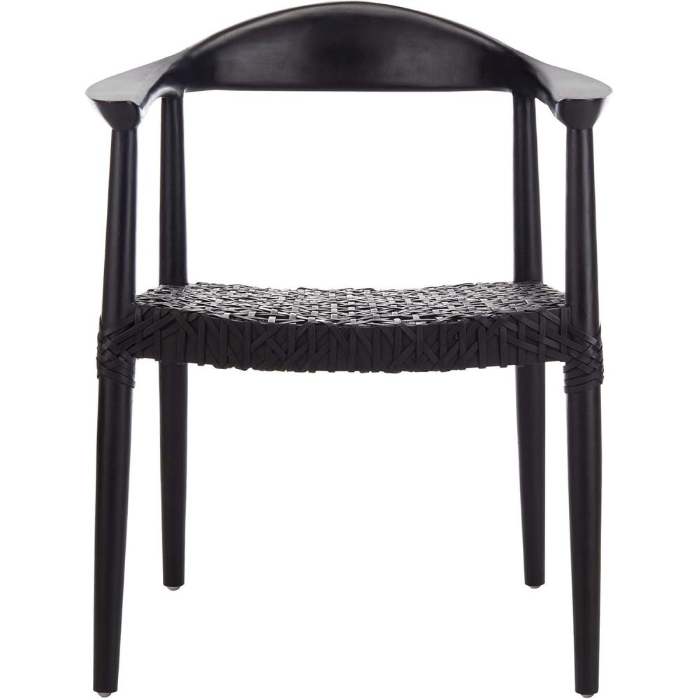image:imageSafavieh Home Collection Juneau Leather Woven Natural and OffWhite Accent ChairBlack