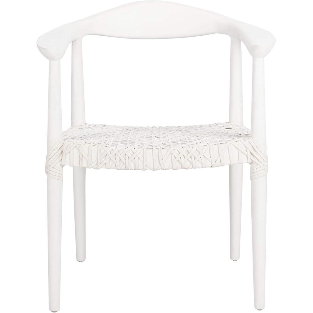 image:imageSafavieh Home Collection Juneau Leather Woven Natural and OffWhite Accent ChairWhite