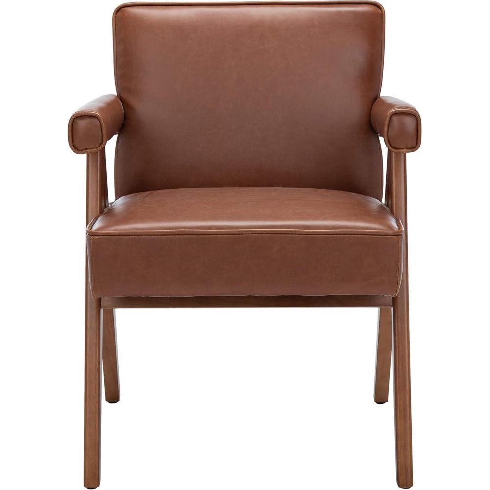 image:imageSafavieh Home Collection Suri Navy and Walnut MidCentury Arm ChairCognac Walnut