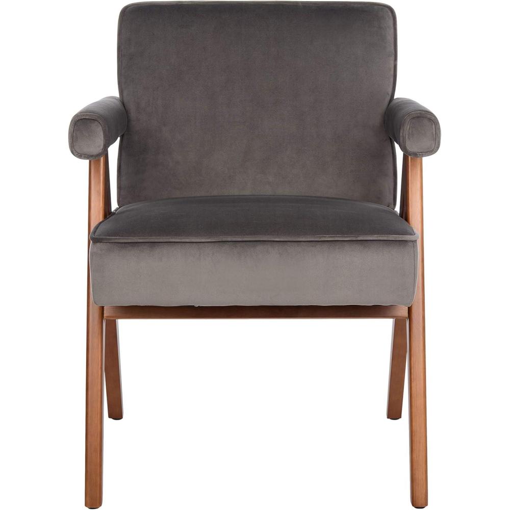 image:imageSafavieh Home Collection Suri Navy and Walnut MidCentury Arm ChairDark Grey Walnut