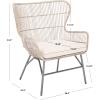 SAFAVIEH Home Collection Lenu Rattan White Cushion Accent Chair, Natural/Black (ACH6510B)(Grey White Wash / Black)