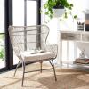 SAFAVIEH Home Collection Lenu Rattan White Cushion Accent Chair, Natural/Black (ACH6510B)(Grey White Wash / Black)