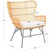 SAFAVIEH Home Collection Lenu Rattan White Cushion Accent Chair, Natural/Black (ACH6510B)(Natural / Black)