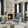 Safavieh Couture Geode Modern Light Blue Wingback Chair(Light Silver)