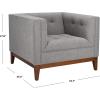 Safavieh Couture Home Garnet Mid-Century Light Grey Linen Tufted Arm Chair