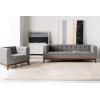 Safavieh Couture Home Garnet Mid-Century Light Grey Linen Tufted Arm Chair