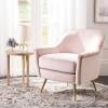 Safavieh Home Brienne Retro Glam Navy Velvet and Brass Arm Chair(Blush / Brass)