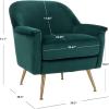 Safavieh Home Brienne Retro Glam Navy Velvet and Brass Arm Chair(Emerald / Brass)