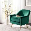 Safavieh Home Brienne Retro Glam Navy Velvet and Brass Arm Chair(Emerald / Brass)