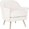 Safavieh Home Brienne Retro Glam Navy Velvet and Brass Arm Chair(Ivory / Brass)
