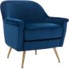 Safavieh Home Brienne Retro Glam Navy Velvet and Brass Arm Chair(Navy / Brass)