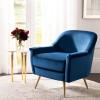 Safavieh Home Brienne Retro Glam Navy Velvet and Brass Arm Chair(Navy / Brass)