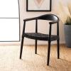 Safavieh Home Collection Juneau Leather Woven Natural and Off-White Accent Chair(Black)