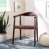 Safavieh Home Collection Juneau Leather Woven Natural and Off-White Accent Chair(Walnut / Brown)