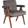 Safavieh Home Collection Suri Navy and Walnut Mid-Century Arm Chair(Dark Grey / Walnut)