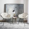 Safavieh Home Jadis White and Dark Grey Leather Woven Dining Chair, Set of 2