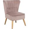 Safavieh Home June Retro Glam Blush Pink Velvet and Natural Accent Chair(Mauve / Natural)