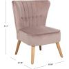 Safavieh Home June Retro Glam Blush Pink Velvet and Natural Accent Chair(Mauve / Natural)