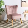 Safavieh Home June Retro Glam Blush Pink Velvet and Natural Accent Chair(Mauve / Natural)