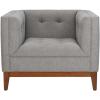 Safavieh Couture Home Garnet Mid-Century Light Grey Linen Tufted Arm Chair