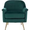 Safavieh Home Brienne Retro Glam Navy Velvet and Brass Arm Chair(Emerald / Brass)
