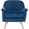 Safavieh Home Brienne Retro Glam Navy Velvet and Brass Arm Chair(Navy / Brass)