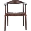 Safavieh Home Collection Juneau Leather Woven Natural and Off-White Accent Chair(Walnut / Brown)