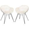 Safavieh Home Jadis White and Dark Grey Leather Woven Dining Chair, Set of 2