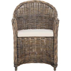 SAFAVIEH Home Collection Callista Yellow Wicker Club Chair(Black Wash)