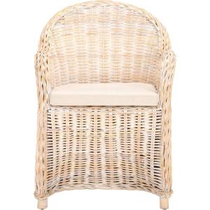 SAFAVIEH Home Collection Callista Yellow Wicker Club Chair(White Washed)