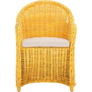 SAFAVIEH Home Collection Callista Yellow Wicker Club Chair(Yellow)