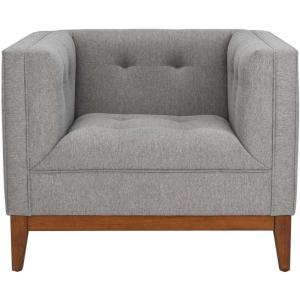 Safavieh Couture Home Garnet Mid-Century Light Grey Linen Tufted Arm Chair