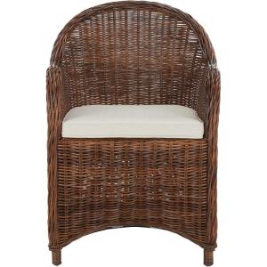 Safavieh Home Collection Hemi Brown & White Striped Wicker Club Chair, Standard