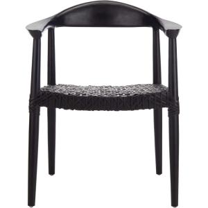 Safavieh Home Collection Juneau Leather Woven Natural and Off-White Accent Chair(Black)
