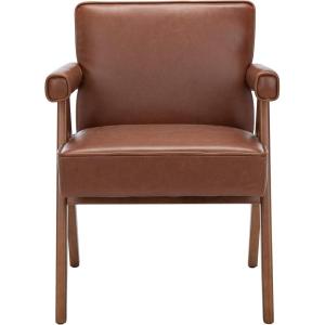 Safavieh Home Collection Suri Navy and Walnut Mid-Century Arm Chair(Cognac / Walnut)