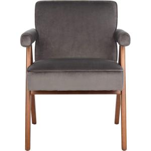 Safavieh Home Collection Suri Navy and Walnut Mid-Century Arm Chair(Dark Grey / Walnut)