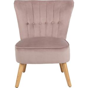 Safavieh Home June Retro Glam Blush Pink Velvet and Natural Accent Chair(Mauve / Natural)