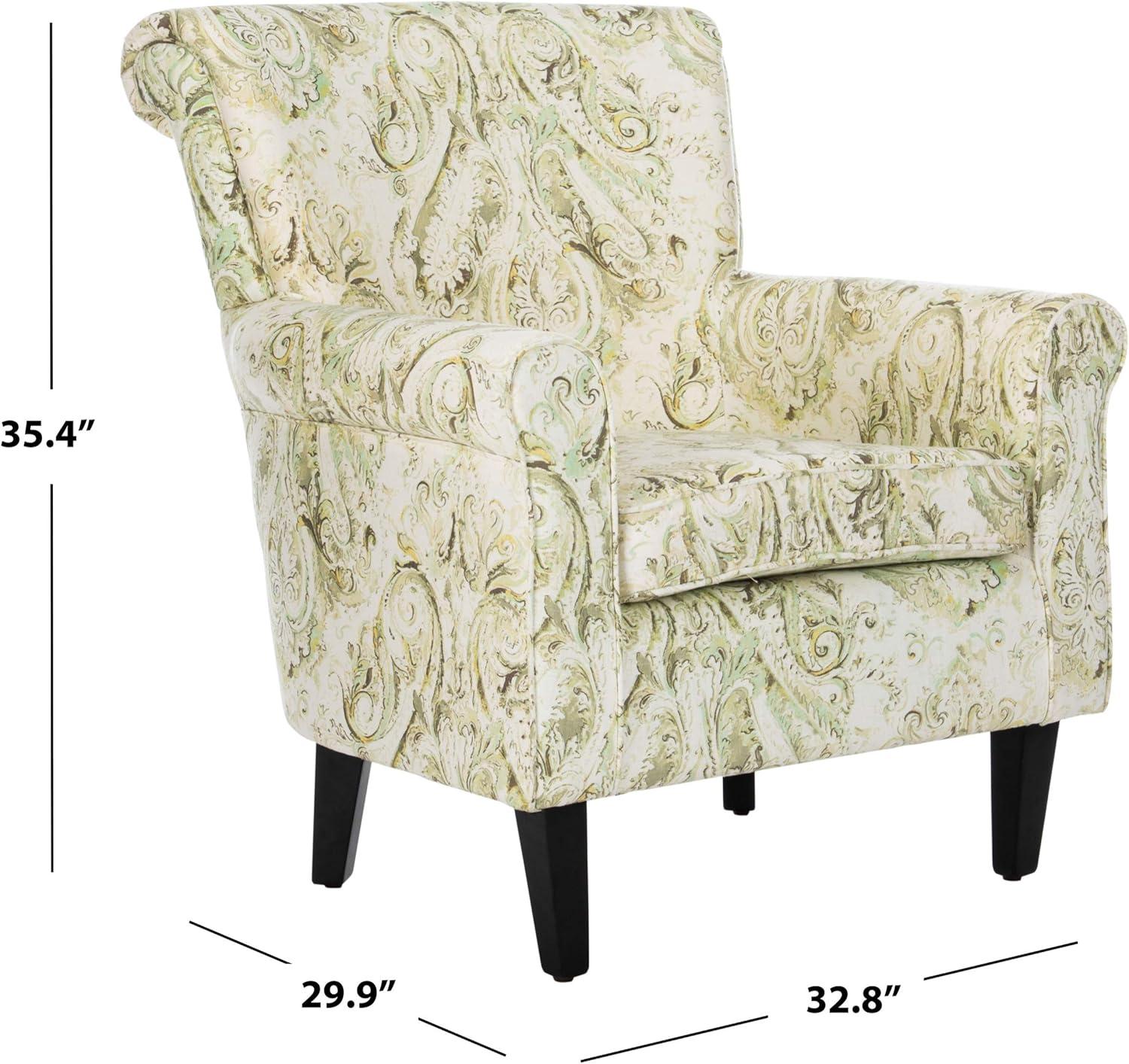image:imageSAFAVIEH Home Collection Hazina Light Blue Geometric Ogee Club ChairGreen
