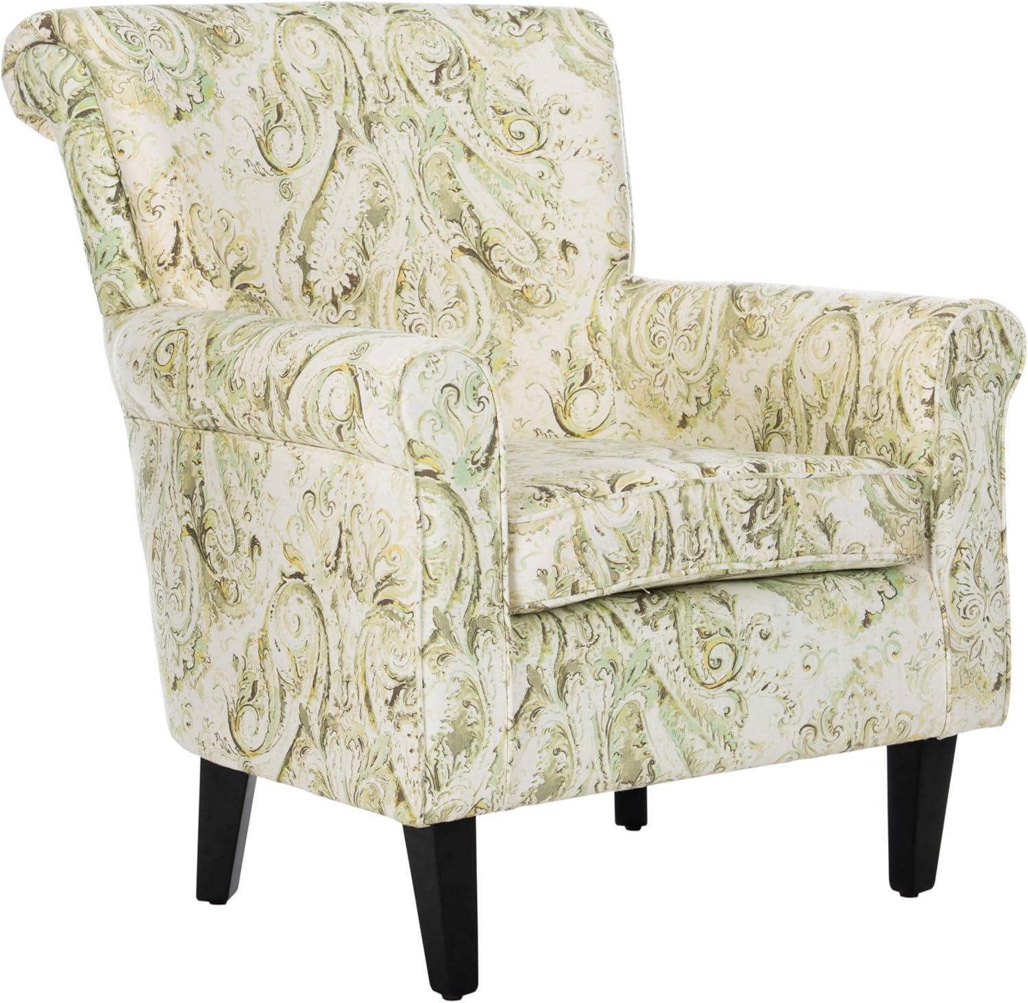 image:imageSAFAVIEH Home Collection Hazina Light Blue Geometric Ogee Club ChairGreen