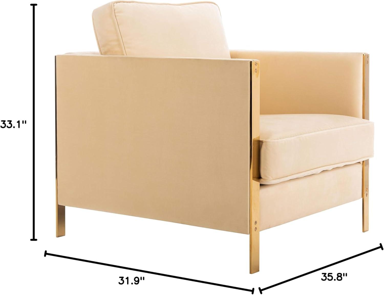 image:imageSafavieh Couture Home Reign Cream Velvet and Gold Club ChairCream