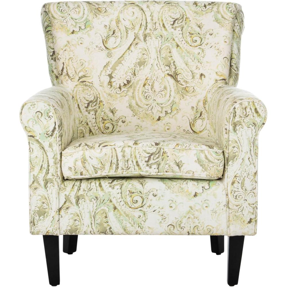 image:imageSAFAVIEH Home Collection Hazina Light Blue Geometric Ogee Club ChairGreen