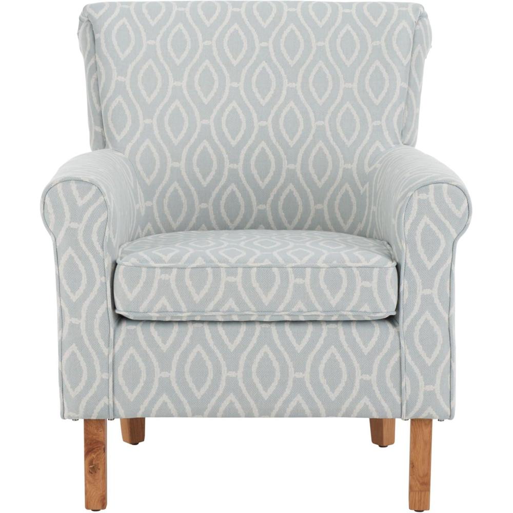image:imageSAFAVIEH Home Collection Hazina Light Blue Geometric Ogee Club ChairLight Blue